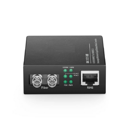 FyberOptix Unmanaged 1x 10/100/1000Base-T RJ45 to 1x 1000Base-X Single Mode ST 1310nm 20km Gigabit Ethernet Media Converter, European Plug Standard