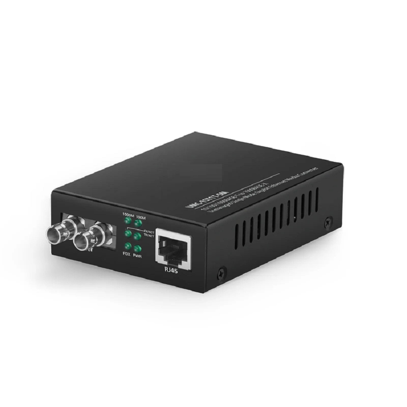 FyberOptix Unmanaged 1x 10/100/1000Base-T RJ45 to 1x 1000Base-X Single Mode ST 1310nm 20km Gigabit Ethernet Media Converter, European Plug Standard