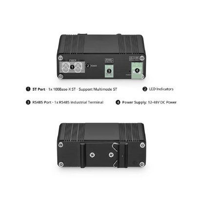 FyberOptix Industrial Unmanaged 1 x RS485 2-Wire to 1 x 100Base-X Multimode SC 850nm 550m Ethernet Media Converter