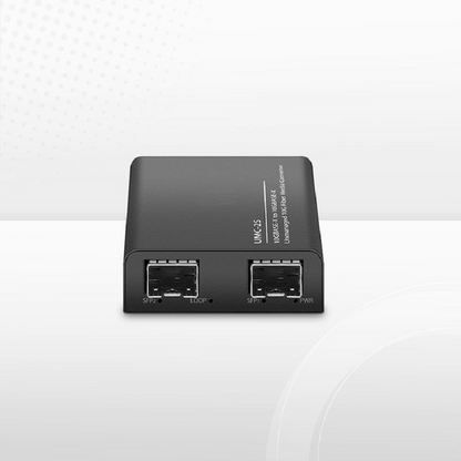FyberOptix Mini Unmanaged 1x 10GBase-X to 1x 10GBase-X 2SFP+ 10Gigabit Fiber Media Converter, American Plug Standard