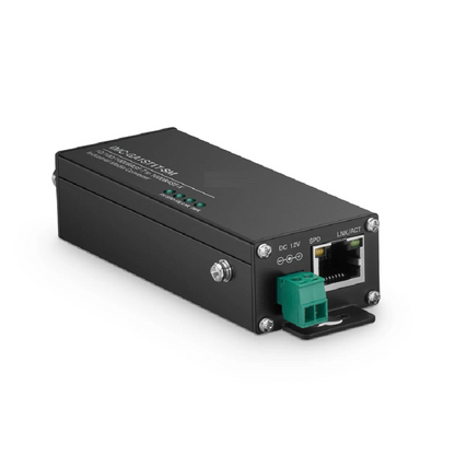 FyberOptix Mini Industrial Unmanaged 1x 10/100/1000Base-T RJ45 to 1x 1000Base-X Single Mode ST 1310nm 20km Gigabit Ethernet Media Converter, European Plug Standard
