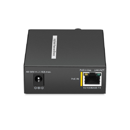 FyberOptix IES1100W-2PD, 1-Port 10/100M Fast Ethernet Long Reach PoE over Coaxial Injector, 1 x PoE+ Input to 1 x BNC Female Output, -20 to 70A°C Operating Temperature