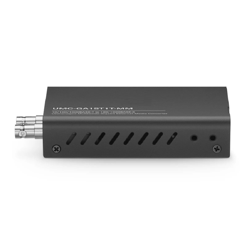 FyberOptix Mini Unmanaged 1x 10/100/1000Base-T RJ45 to 1x 100/1000Base-X Multimode ST 850nm 220/550m Gigabit Ethernet Media Converter, European Plug Standard