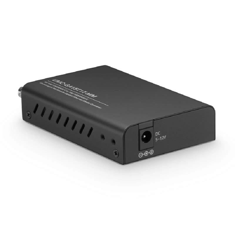 FyberOptix Mini Unmanaged 1x 10/100/1000Base-T RJ45 to 1x 100/1000Base-X Multimode ST 850nm 220/550m Gigabit Ethernet Media Converter, European Plug Standard