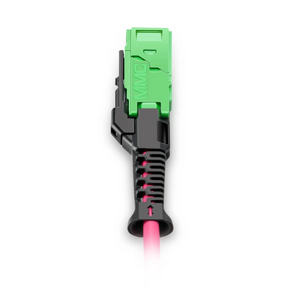 FyberOptix 2m (7ft) MMC Harness, MMC-16 APC (Female) to 8 x LC UPC Duplex, 16 Fibers, Multimode (OM4), Plenum (OFNP), 0.35dB Max, Jumper Polarity, Magenta