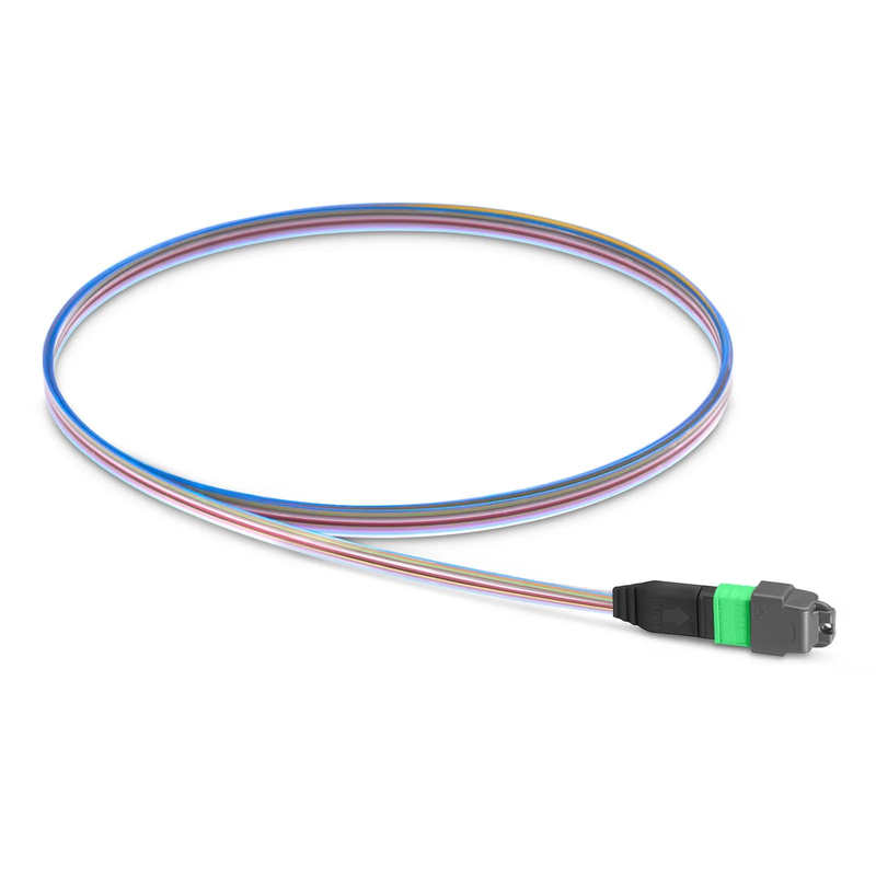 FyberOptix 1m (3ft) MTP® Fiber Pigtail, MTP-12A® APC (Female) to Unterminated, 12 Fibers, Single Mode (OS2), Unjacketed, 12-Color