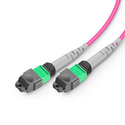 FyberOptix 1m (3ft) MMC Breakout Cable, MMC-16 APC (Female) to 2 x MTP®-8 APC (Female), 16 Fibers, Multimode (OM4), Plenum (OFNP), 0.35dB Max, Jumper Polarity, Magenta