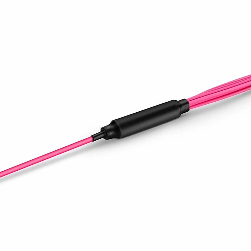 FyberOptix 2m (7ft) MTP® Harness, MTP®-8 UPC (Female) to 4 x LC UPC Duplex, 8 Fibers, Multimode (OM4), Plenum (OFNP), 0.35dB Max, Type B, 1m Equal Breakout Length, Magenta