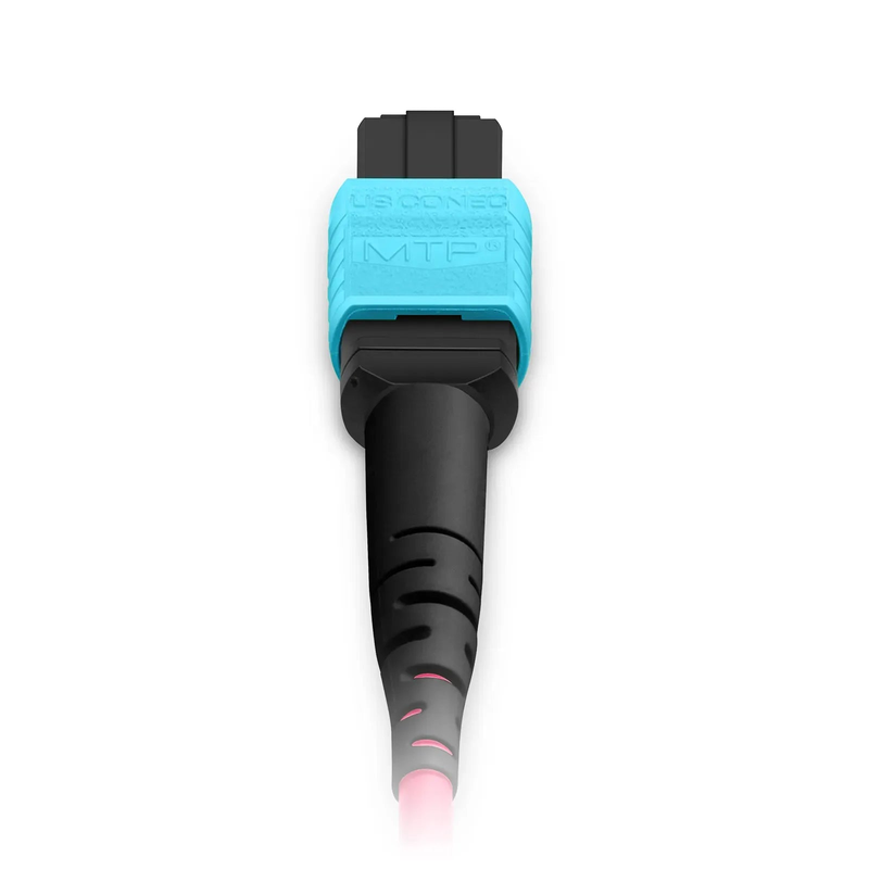 FyberOptix 7m (23ft) MTP® Jumper, MTP®-12 UPC (Female) to MTP®-12 UPC (Female), 12 Fibers, Multimode (OM4), Plenum (OFNP), 0.35dB Max, Type B, Magenta