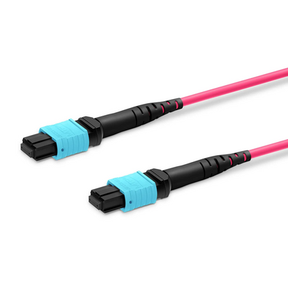 FyberOptix 2m (7ft) MTP® Jumper, MTP®-12 UPC (Female) to MTP®-12 UPC (Female), 12 Fibers, Multimode (OM4), Plenum (OFNP), 0.35dB Max, Type B, Magenta