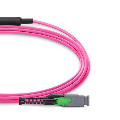 FyberOptix 3m (10ft) MMC Breakout Cable, MMC-16 APC (Female) to 2 x MTP®-8 APC (Female), 16 Fibers, Multimode (OM4), Plenum (OFNP), 0.35dB Max, Jumper Polarity, Magenta