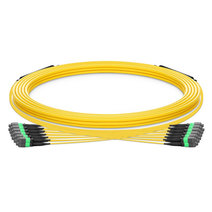 FyberOptix 15m (49ft) MTP® Trunk Cable, MTP®-12 APC (Female) to MTP®-12 APC (Female), 144 Fibers, Single Mode (OS2), Plenum (OFNP), 0.35dB Max, Type B, Double Jacket, Yellow