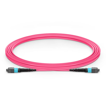 FyberOptix 3m (10ft) MTP® Jumper, MTP®-12 UPC (Female) to MTP®-12 UPC (Male), 12 Fibers, Multimode (OM4), Plenum (OFNP), 0.35dB Max, Type A, Magenta