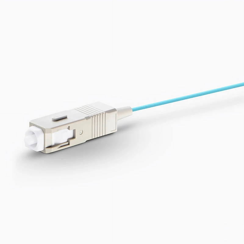 FyberOptix 1m (3ft) Fiber Pigtail, SC UPC to Unterminated, Simplex, OM3 Multimode, PVC (Unrated), 0.9mm, Aqua