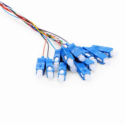 FyberOptix 1.5m (5ft) Fiber Pigtail, SC UPC to Unterminated, 12 Fibers, Bunch, OS2 Single Mode, PVC (Unrated), 0.9mm, Yellow