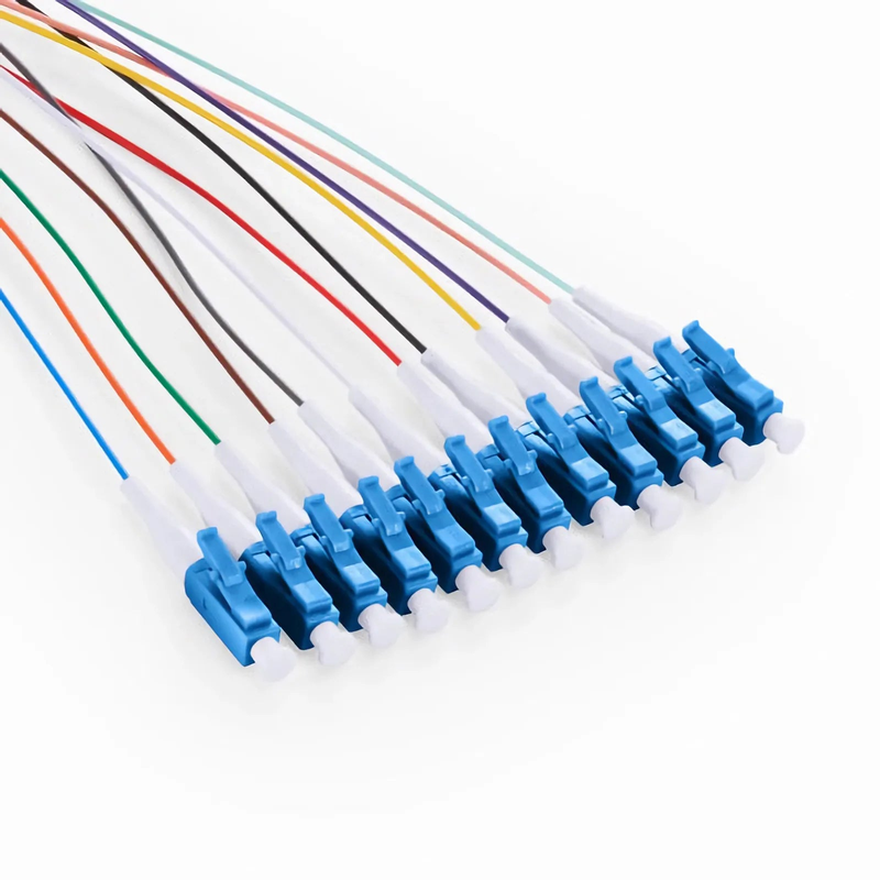 FyberOptix 1.5m (5ft) Fiber Pigtail, LC UPC to Unterminated, 12 Fibers, Bunch, OS2 Single Mode, PVC (Unrated), 0.9mm, Yellow