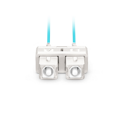 FyberOptix 5m (16ft) Fiber Patch Cable, 2 Fibers, LC UPC Duplex Standard Clip Uniboot to SC UPC Duplex, Multimode (OM4), Riser (OFNR), 2.0/0.9mm, Aqua