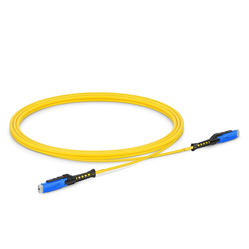 FyberOptix 2m (7ft) Fiber Patch Cable, 2 Fibers, MDC UPC Duplex to MDC UPC Duplex Uniboot, Single Mode (OS2), Riser (OFNR), 2.0mm, Yellow, for 100/400/800G Network Connection