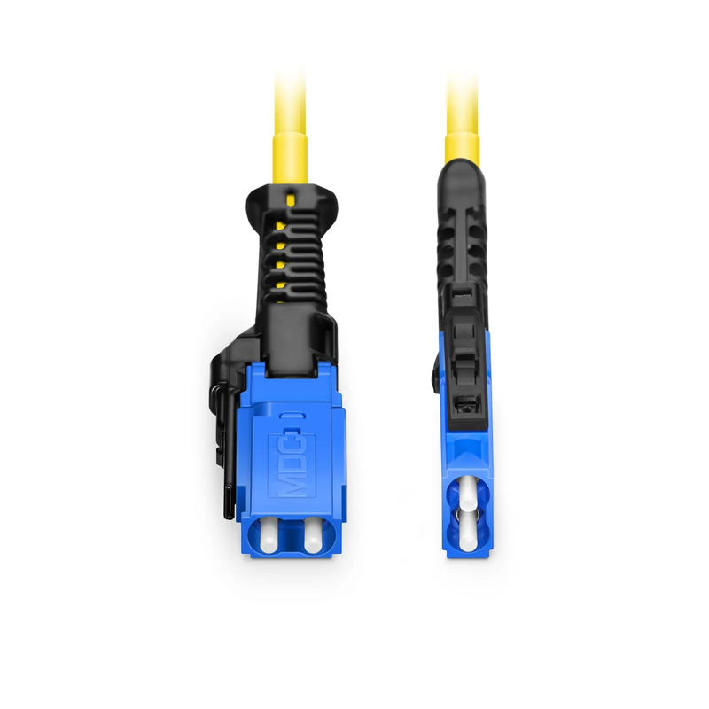 FyberOptix 2m (7ft) Fiber Patch Cable, 2 Fibers, MDC UPC Duplex to MDC UPC Duplex Uniboot, Single Mode (OS2), Riser (OFNR), 2.0mm, Yellow, for 100/400/800G Network Connection