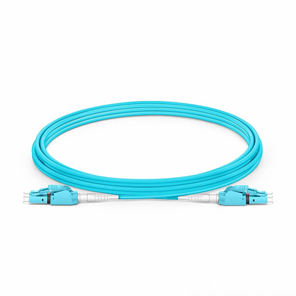 FyberOptix 3m (10ft) Fiber Patch Cable, 2 Fibers, LC UPC Duplex to LC UPC Duplex Switchable Clip Uniboot, Multimode (OM3), Riser (OFNR), 2.0mm, Aqua