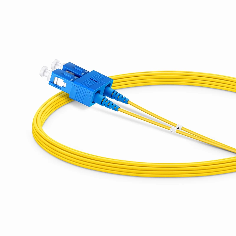 FyberOptix 5m (16ft) Fiber Patch Cable, 2 Fibers, SC UPC Duplex to SC UPC Duplex, Single Mode (OS2), Riser (OFNR), 1.2mm, Tight-Buffered, Yellow