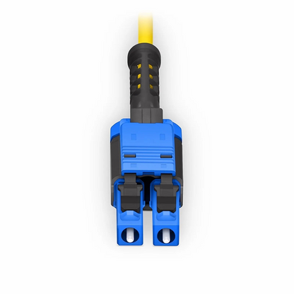 FyberOptix 1m (3ft) Fiber Patch Cable, 2 Fibers, MDC UPC Duplex to LC UPC Duplex Flat Clip with Push-Pull Boot Uniboot, Single Mode (OS2), Riser (OFNR), 2.0mm, Yellow, for 100/400/800G Network Connection