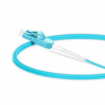 FyberOptix 1m (3ft) Fiber Patch Cable, 2 Fibers, LC UPC Duplex to LC UPC Duplex Standard Clip Uniboot, Multimode (OM4), Riser (OFNR), 2.0mm, Aqua