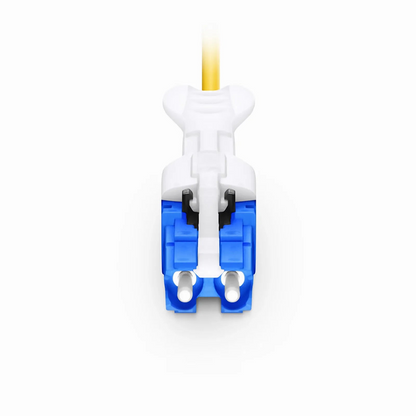 FyberOptix 3m (10ft) Fiber Patch Cable, 2 Fibers, CSA UPC Duplex to LC UPC Duplex Flat Clip Uniboot, Single Mode (OS2), Riser (OFNR), 2.0mm, Yellow, for 200/400G Network Connection