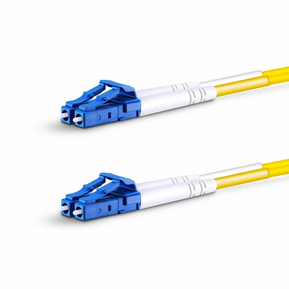 FyberOptix 1m (3ft) Fiber Patch Cable, 2 Fibers, LC UPC Duplex to LC UPC Duplex, Single Mode (OS2), Riser (OFNR), 2.0mm, Tight-Buffered, Yellow