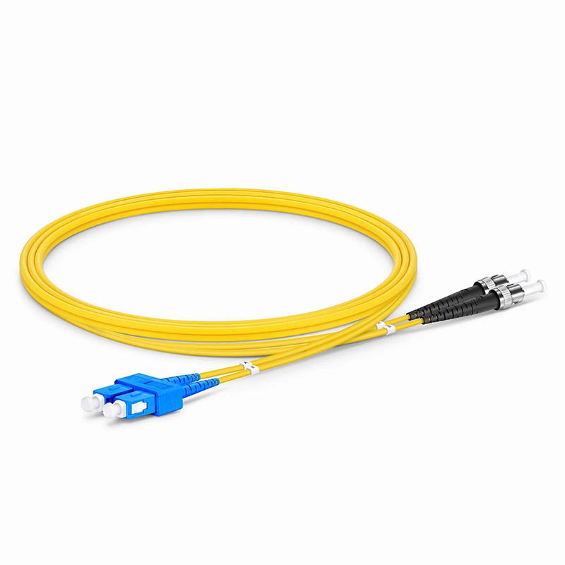 FyberOptix 1m (3ft) Fiber Patch Cable, 2 Fibers, SC UPC Duplex to ST UPC, Single Mode (OS2), Riser (OFNR), 2.0mm, Tight-Buffered, Yellow