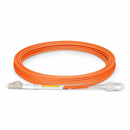 FyberOptix 3m (10ft) Fiber Patch Cable, 2 Fibers, LC UPC Duplex to SC UPC Duplex, Multimode (OM2), Riser (OFNR), 2.0mm, Tight-Buffered, Orange