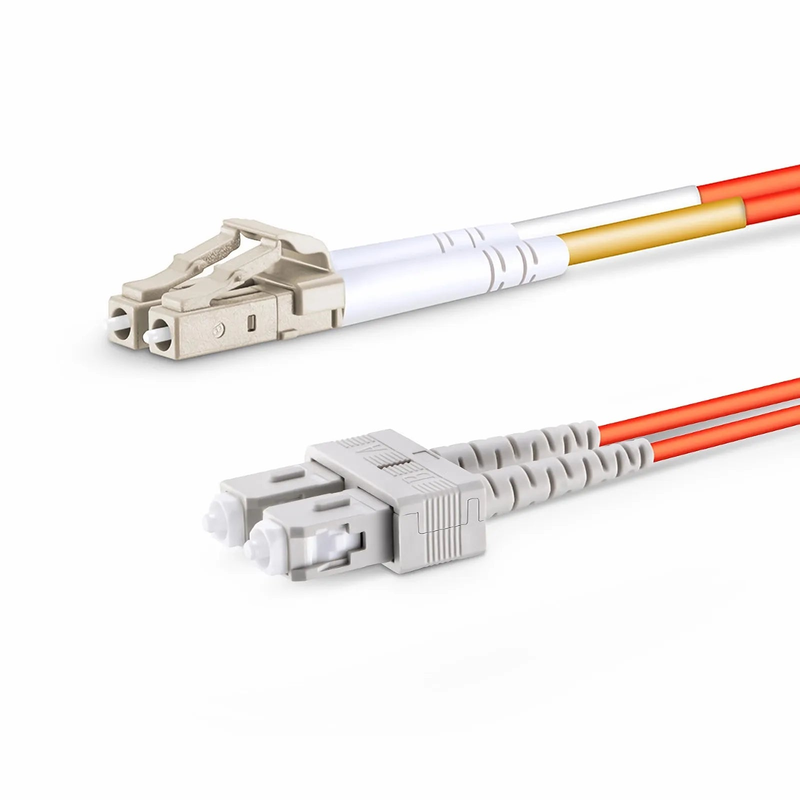 FyberOptix 3m (10ft) Fiber Patch Cable, 2 Fibers, LC UPC Duplex to SC UPC Duplex, Multimode (OM2), Riser (OFNR), 2.0mm, Tight-Buffered, Orange