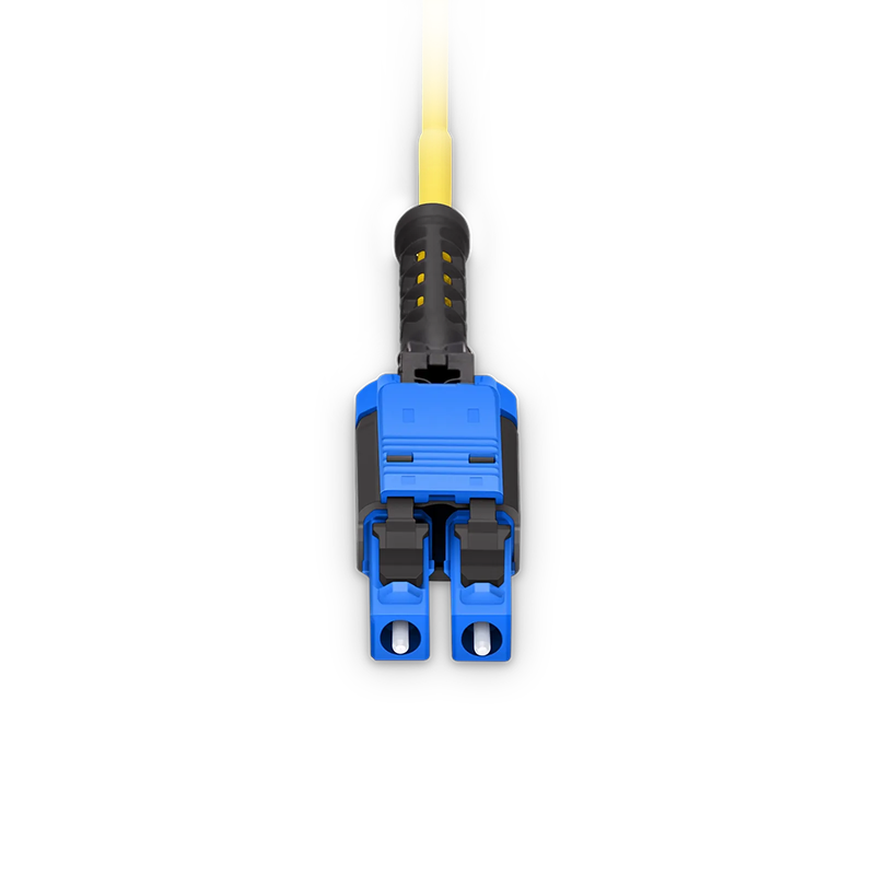 FyberOptix 15m (49ft) Fiber Patch Cable, 2 Fibers, LC UPC Duplex to LC UPC Duplex Flat Clip with Push-Pull Boot Uniboot, Single Mode (OS2), Riser (OFNR), 2.0mm, Yellow