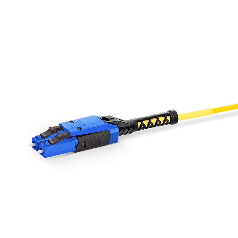 FyberOptix 15m (49ft) Fiber Patch Cable, 2 Fibers, LC UPC Duplex to LC UPC Duplex Flat Clip with Push-Pull Boot Uniboot, Single Mode (OS2), Riser (OFNR), 2.0mm, Yellow