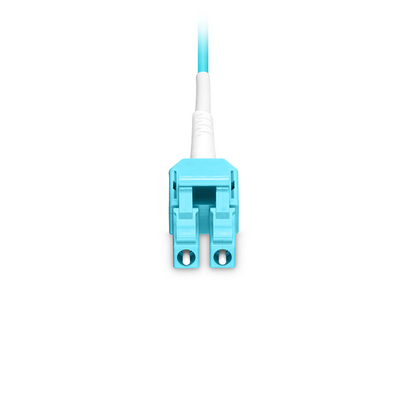 FyberOptix 1m (3ft) Fiber Patch Cable, 2 Fibers, LC UPC Duplex Standard Clip Uniboot to SC UPC Duplex, Multimode (OM4), Riser (OFNR), 2.0/0.9mm, Aqua