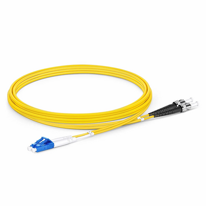 FyberOptix 2m (7ft) Fiber Patch Cable, 2 Fibers, LC UPC Duplex to ST UPC, Single Mode (OS2), Riser (OFNR), 2.0mm, Tight-Buffered, Yellow