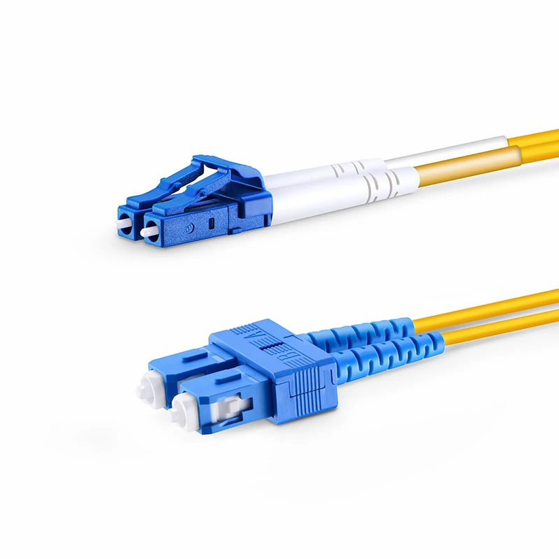 FyberOptix 1m (3ft) Fiber Patch Cable, 2 Fibers, LC UPC Duplex to SC UPC Duplex, Single Mode (OS2), Riser (OFNR), 2.0mm, Tight-Buffered, Yellow