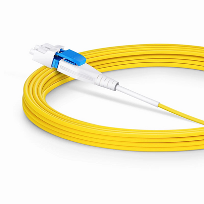 FyberOptix 7m (23ft) Fiber Patch Cable, 2 Fibers, LC UPC Duplex to LC UPC Duplex Flat Clip Uniboot, Single Mode (OS2), Riser (OFNR), 2.0mm, Yellow