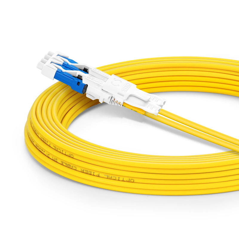 FyberOptix 5m (16ft) Fiber Patch Cable, 4 Fibers, 2 x CSA UPC Duplex to 2 x LC UPC Duplex Flat Clip Uniboot, Single Mode (OS2), Riser (OFNR), 2.0mm, Yellow, for 200/400/800G Network Connection