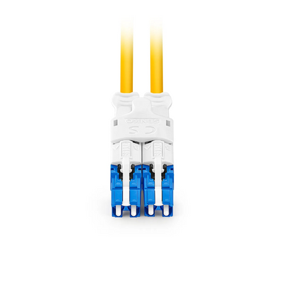 FyberOptix 3m (10ft) Fiber Patch Cable, 4 Fibers, 2 x CSA UPC Duplex to 2 x LC UPC Duplex Flat Clip Uniboot, Single Mode (OS2), Riser (OFNR), 2.0mm, Yellow, for 200/400/800G Network Connection