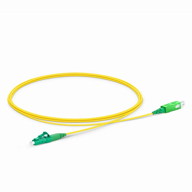FyberOptix 2m (7ft) Fiber Patch Cable, 1 Fiber, LC APC Simplex to SC APC Simplex, Single Mode (OS2), Riser (OFNR), 1.2mm, Tight-Buffered, Yellow