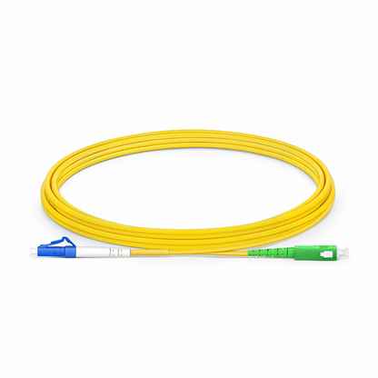 FyberOptix 5m (16ft) Fiber Patch Cable, 1 Fiber, LC UPC Simplex to SC APC Simplex, Single Mode (OS2), Riser (OFNR), 2.0mm, Tight-Buffered, Yellow