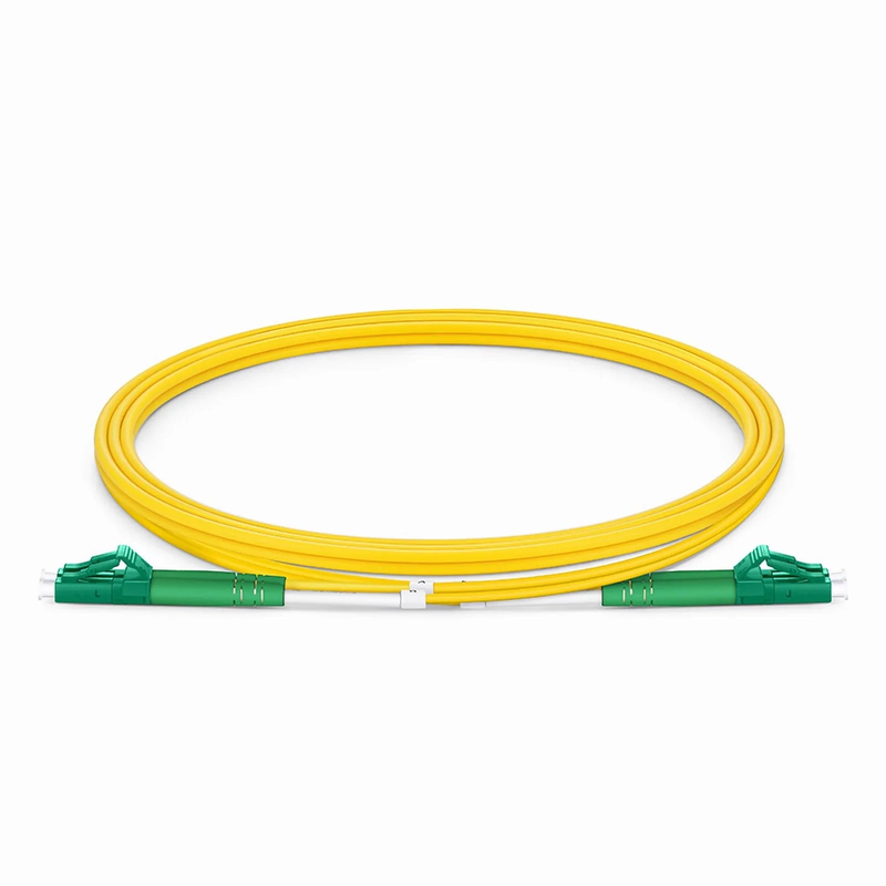 FyberOptix 1m (3ft) Fiber Patch Cable, 2 Fibers, LC APC Duplex to LC APC Duplex, Single Mode (OS2), Riser (OFNR), 2.0mm, Tight-Buffered, Yellow
