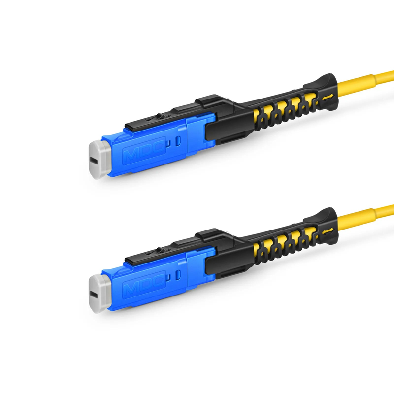 FyberOptix 35m (115ft) Fiber Patch Cable, 2 Fibers, SN UPC Duplex to LC UPC Duplex Flat Clip Uniboot, Single Mode (OS2), Riser (OFNR), 1.6mm, Yellow, for 400G Network Connection