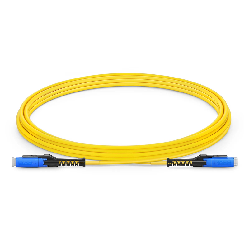 FyberOptix 3m (10ft) Fiber Patch Cable, 2 Fibers, MDC UPC Duplex to MDC UPC Duplex Uniboot, Single Mode (OS2), Riser (OFNR), 2.0mm, Yellow, for 100/400/800G Network Connection