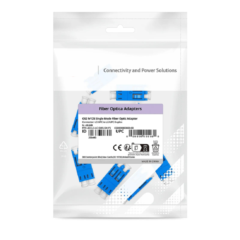 FyberOptix LC/UPC to LC/UPC Quad OS2 Single Mode Plastic Fiber Optic Adapter/Coupler with Flange, 10Pcs/Pack