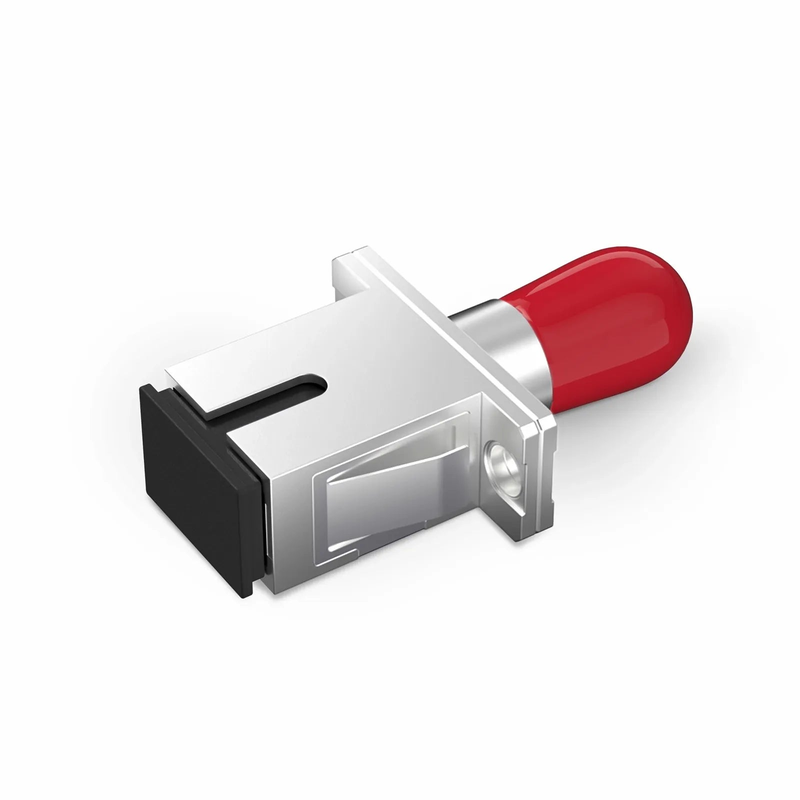 FyberOptix ST/UPC Female to SC/UPC Female Hybrid Simplex Single Mode/Multimode Metal Fiber Optic Adapter/Coupler with Flange
