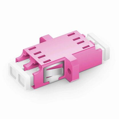 FyberOptix LC/UPC to LC/UPC Duplex OM4 Multimode SC Footprint Plastic Fiber Optic Adapter/Coupler with Flange, Violet, 10Pcs/Pack