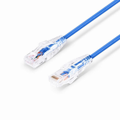 FyberOptix 100ft (30.5m) Cat6 28AWG Snagless Unshielded (U/UTP) PVC CM Small Diameter High-Flex Ethernet Network Patch Cable, Blue
