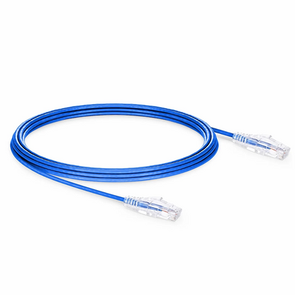 FyberOptix 17ft (5.2m) Cat6 28AWG Snagless Unshielded (U/UTP) PVC CM Small Diameter High-Flex Ethernet Network Patch Cable, Blue